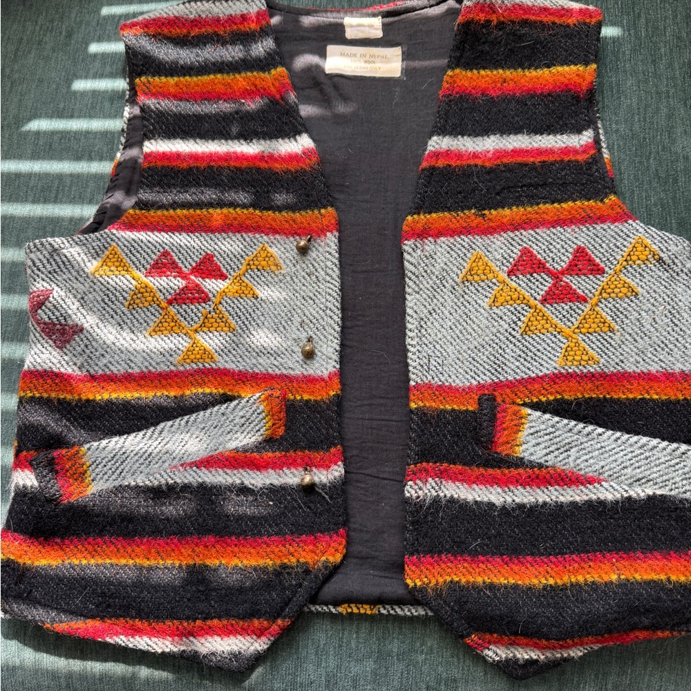 One-of-a-kind Vintage Colorful Geometric Patterned Vest